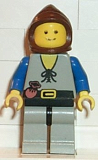 LEGO cas092 Peasant - Light Gray Legs, Brown Hood