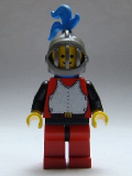 LEGO cas192 Breastplate - Red with Black Arms, Red Legs with Black Hips, Dark Gray Grille Helmet, Blue Plume, Blue Cape