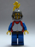 LEGO cas414 Breastplate - Red with Blue Arms, Blue Legs with Black Hips, Dark Gray Grille Helmet, Yellow Plume, Blue Cape