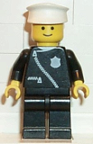 LEGO cop013 Police - Zipper with Badge, Black Legs, White Hat