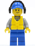 LEGO cty0418 Coast Guard City - Crew Member Male, Blue Cap with Hole, Headphones