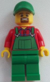 LEGO cty0499 Overalls Farmer Green, Green Cap with Hole, Brown Moustache and Goatee
