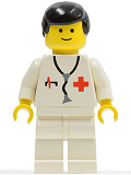 LEGO doc002 Doctor - Stethoscope, White Legs, Black Male Hair
