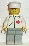 LEGO doc003 Doctor - Straight Line, Light Gray Legs, White Hat