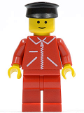 LEGO jred005 Jacket Red with Zipper - Red Arms - Red Legs, Black Hat