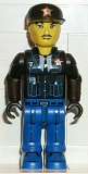 LEGO js016 Police - Blue Legs, Black Jacket, Black Cap with Star