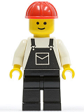 LEGO ovr007 Overalls Black with Pocket, Black Legs, Red Construction Helmet