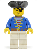 LEGO pi006 Pirate Blue Jacket White Legs, Black Pirate Triangle Hat