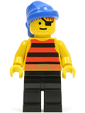 LEGO pi027 Pirate Red / Black Stripes Shirt, Black Legs, Blue Bandana