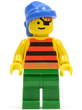 LEGO pi029 Pirate Red / Black Stripes Shirt, Green Legs, Blue Bandana