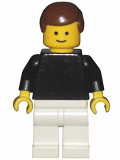 LEGO pln060 Plain Black Torso with Black Arms, White Legs, Brown Male Hair