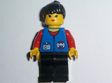LEGO res010 Coast Guard City Center - Red Collar & Arms, Black Legs, Black Ponytail Hair