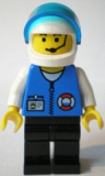LEGO res011 Coast Guard City Center - White Collar & Arms, Black Legs, White Helmet, Trans-Dark Blue Visor, Microphone