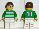LEGO soc092 Soccer Player Green & White Team #10 on Back