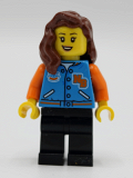 LEGO twn393 Female with Sports Jacket, Black Legs, Reddish Brown Hair