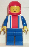 LEGO ver004 Vertical Lines Red & Blue - Blue Arms - Blue Legs, Red Classic Helmet