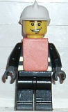 LEGO wc024 Fire - Reflective Stripes, Black Legs, White Fire Helmet, Smile, Orange Vest